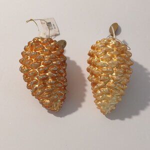 Katherine's Collection - Two Glittered Pinecone Glass Ornaments